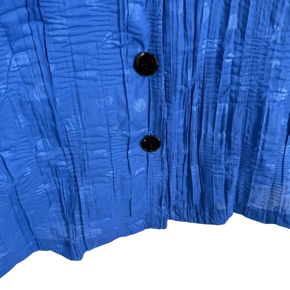 Yushi Womens Sz Small Wearable Art to Wear Blue Habitat Artsy Blouse Shirt Top - Picture 6 of 7